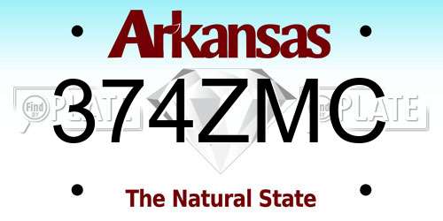 374ZMC Arkansas License Plate