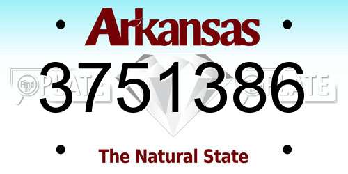 3751386 Arkansas License Plate