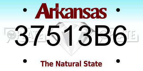 37513B6 Arkansas License Plate
