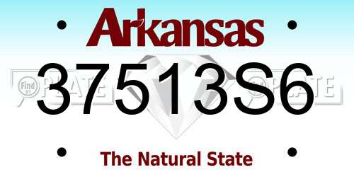 37513S6 Arkansas License Plate