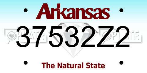 37532Z2 Arkansas License Plate