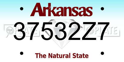 37532Z7 Arkansas License Plate
