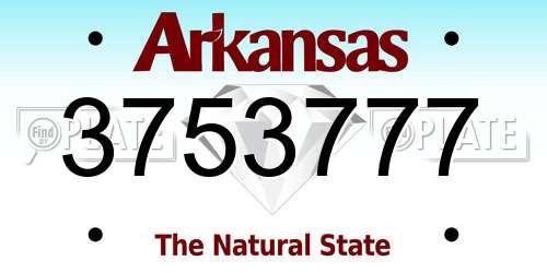 3753777 Arkansas License Plate