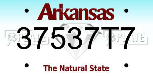 37537T7 Arkansas License Plate