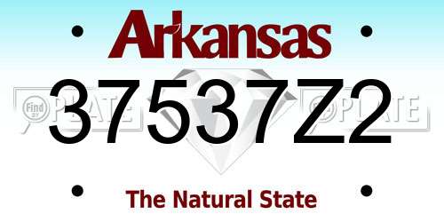 37537Z2 Arkansas License Plate