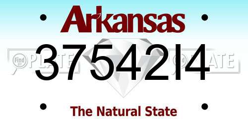 37542I4 Arkansas License Plate