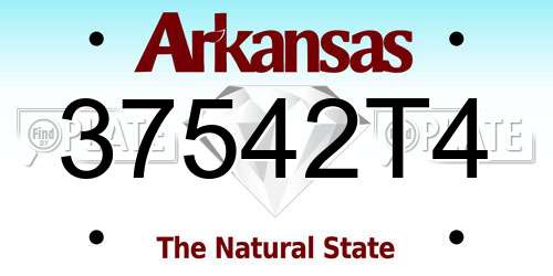 37542T4 Arkansas License Plate
