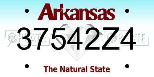 37542Z4 Arkansas License Plate