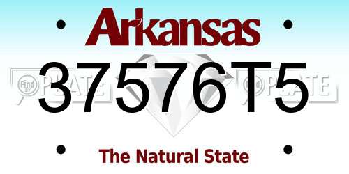 37576T5 Arkansas License Plate