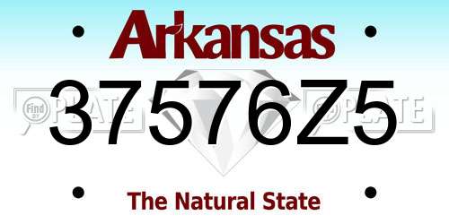 37576Z5 Arkansas License Plate