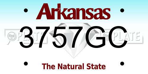 3757GC Arkansas License Plate