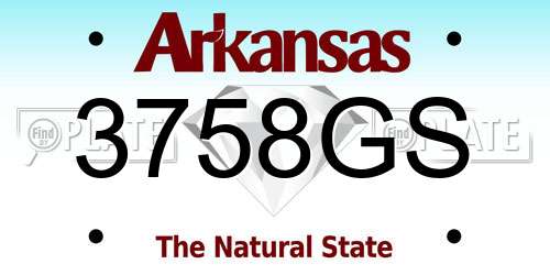 3758GS Arkansas License Plate