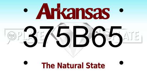 375B65 Arkansas License Plate