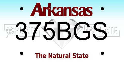 375BGS Arkansas License Plate