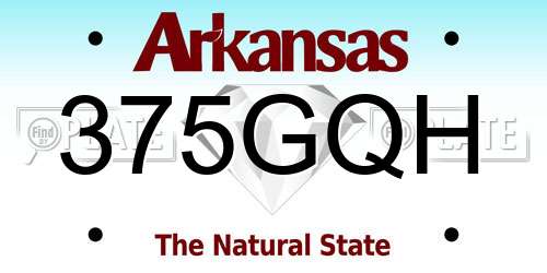 375GQH Arkansas License Plate