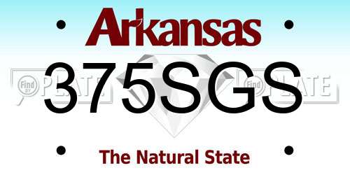 375SGS Arkansas License Plate