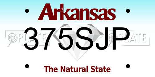 375SJP Arkansas License Plate