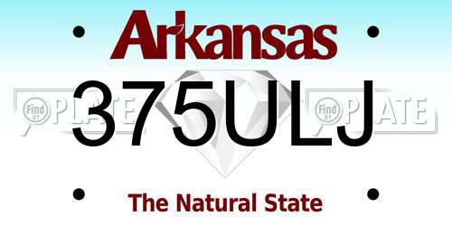 375ULJ Arkansas License Plate