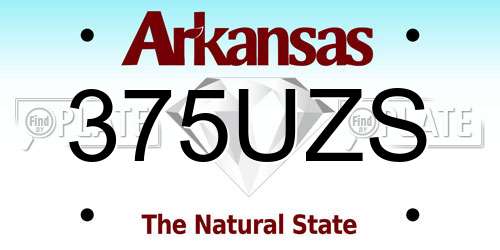 375UZS Arkansas License Plate