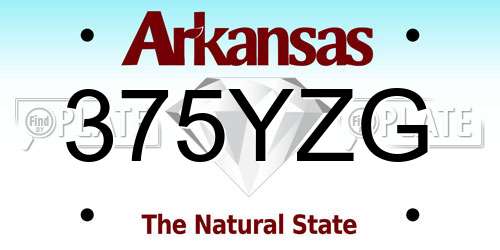 375YZG Arkansas License Plate