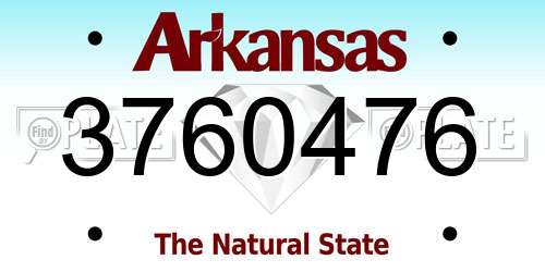 3760476 Arkansas License Plate