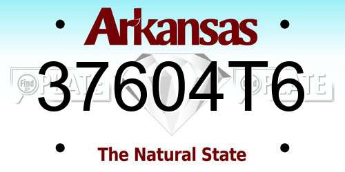37604T6 Arkansas License Plate