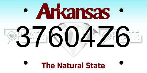 37604Z6 Arkansas License Plate