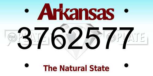 3762577 Arkansas License Plate