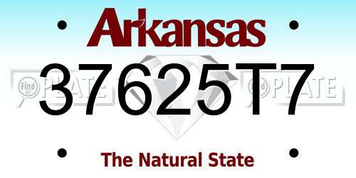 37625T7 Arkansas License Plate