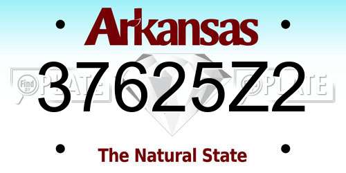 37625Z2 Arkansas License Plate
