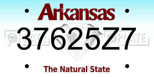 37625Z7 Arkansas License Plate