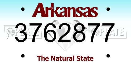 3762877 Arkansas License Plate