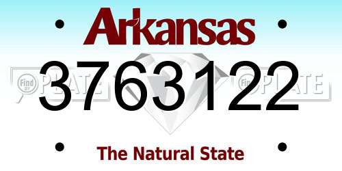 3763122 Arkansas License Plate