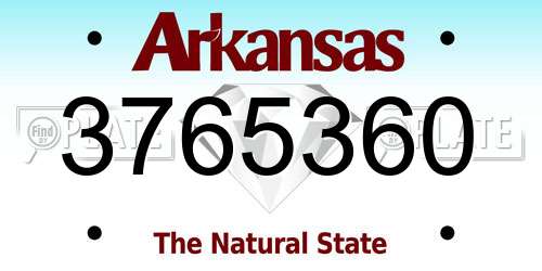 3765360 Arkansas License Plate