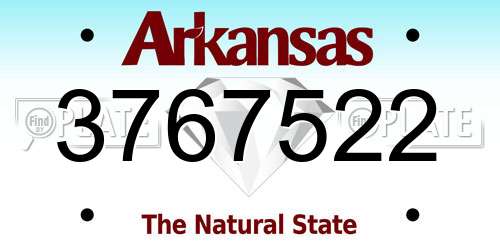 3767522 Arkansas License Plate