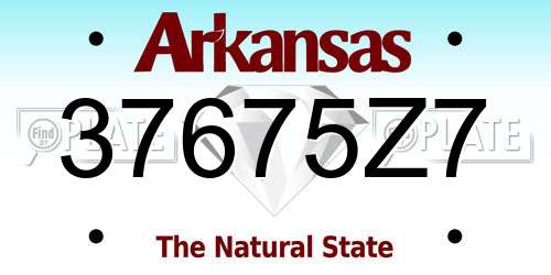 37675Z7 Arkansas License Plate