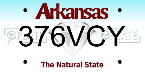 376VCY Arkansas License Plate