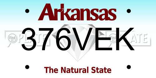 376VEK Arkansas License Plate