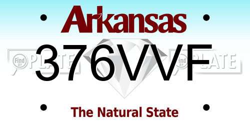 376VVF Arkansas License Plate