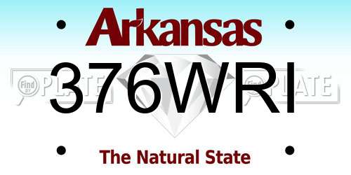 376WRI Arkansas License Plate