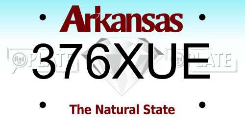 376XUE Arkansas License Plate