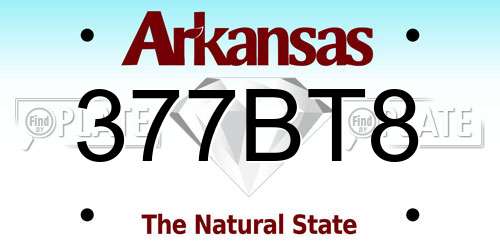 377BT8 Arkansas License Plate