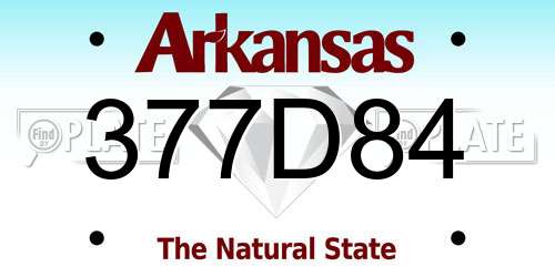 377D84 Arkansas License Plate