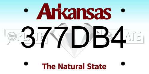 377DB4 Arkansas License Plate
