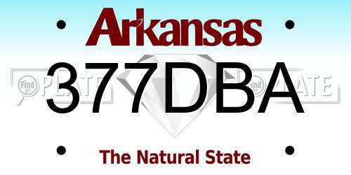 377DBA Arkansas License Plate