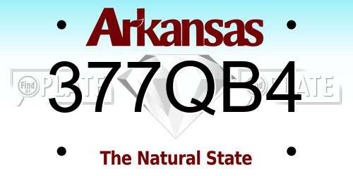 377QB4 Arkansas License Plate