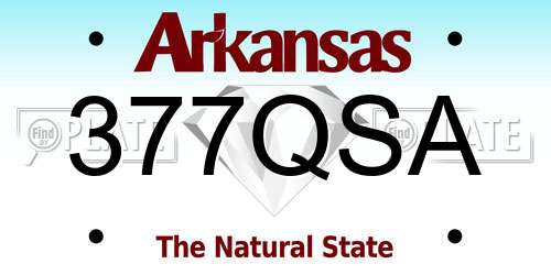 377QSA Arkansas License Plate