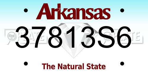 37813S6 Arkansas License Plate
