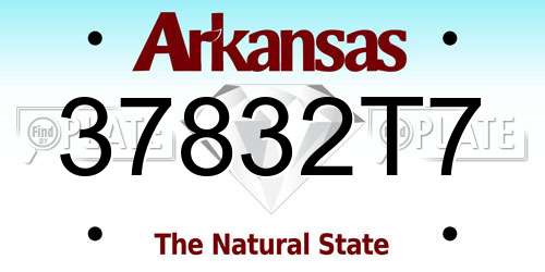 37832T7 Arkansas License Plate