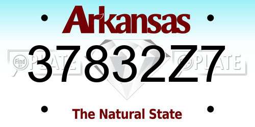 37832Z7 Arkansas License Plate